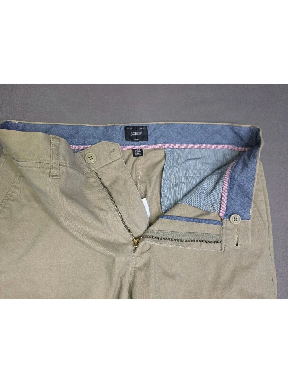 J.Crew Men’s Chino Pants 30x34 Khaki Beige Stretch Cotton Classic Preppy